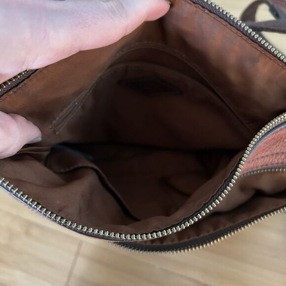 Fossil Brown Genuine Leather Crossbody Bag Purse - Picture 8 of 15